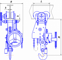 Таль ручная передвижная червячная двухскоростная 5т/9м